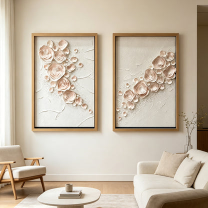 Abstract 3D Leather Floral Impasto Framed Wall Artwork