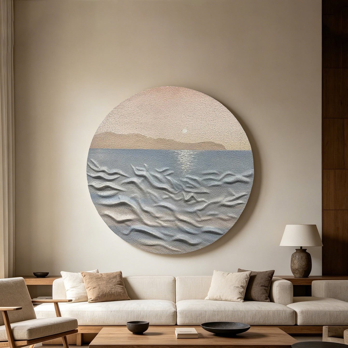 Sea Dawn Round Relief Wall Art
