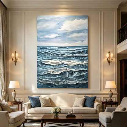 Blue Open Sea Textured Painting