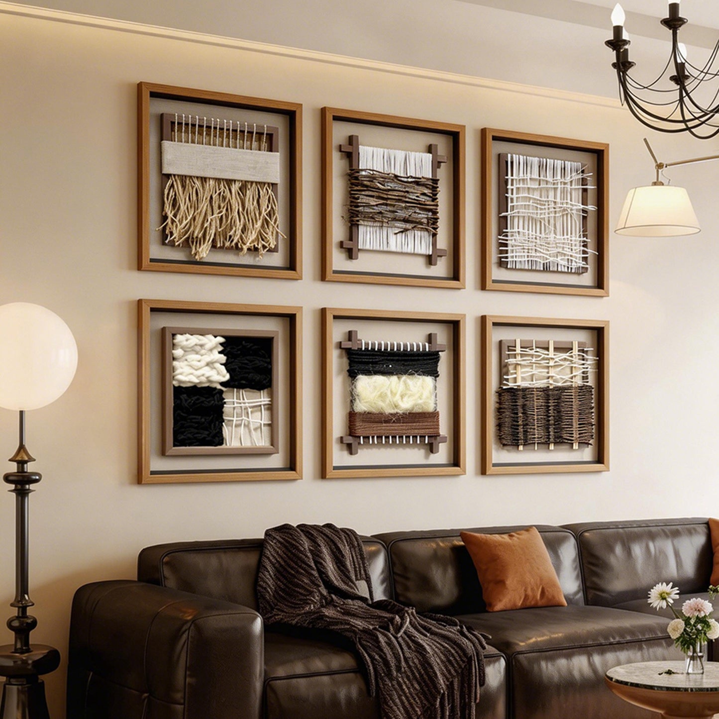 Wabi-Sabi Woven Textile Fiber Loom Shadow Box