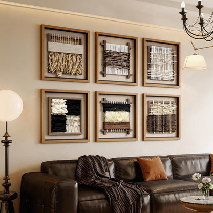 Wabi-Sabi Woven Textile Fiber Loom Shadow Box