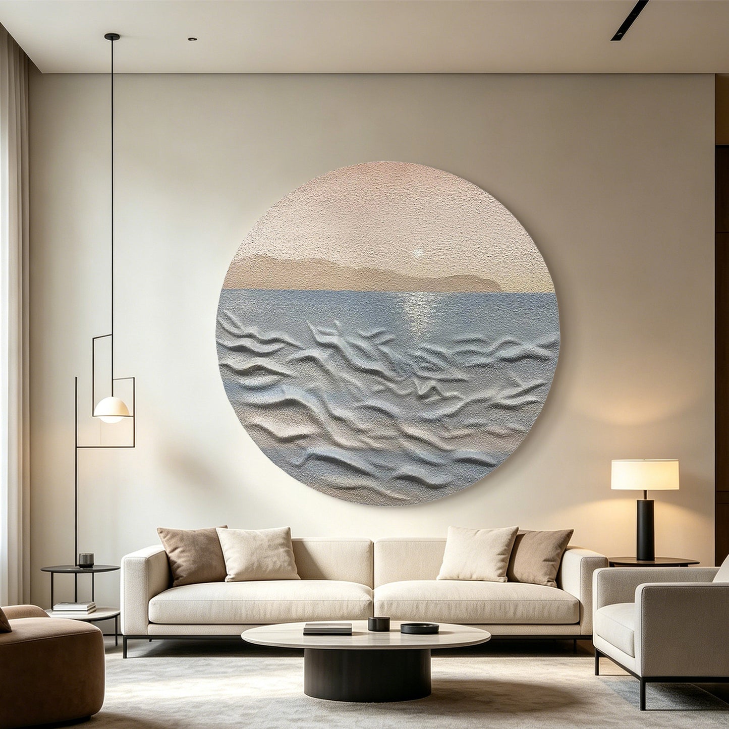 Sea Dawn Round Relief Wall Art