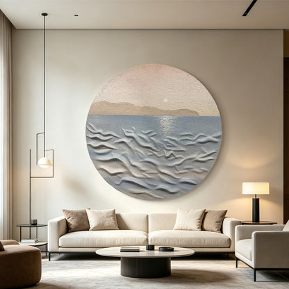 Sea Dawn Round Relief Wall Art