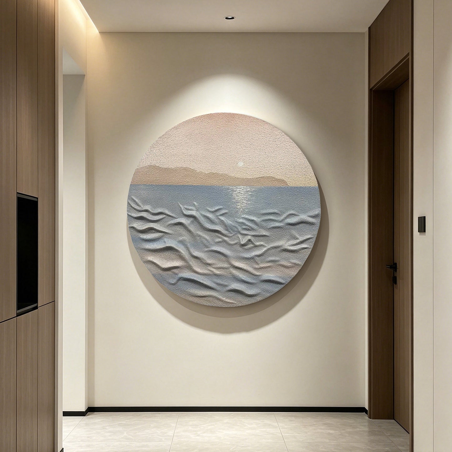 Sea Dawn Round Relief Wall Art