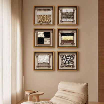 Wabi-Sabi Woven Textile Fiber Loom Shadow Box
