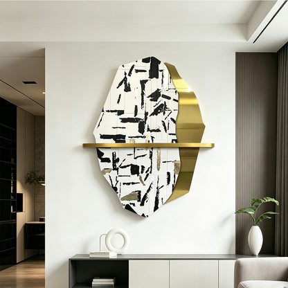 Black White Brushstroke Wall Sculpture