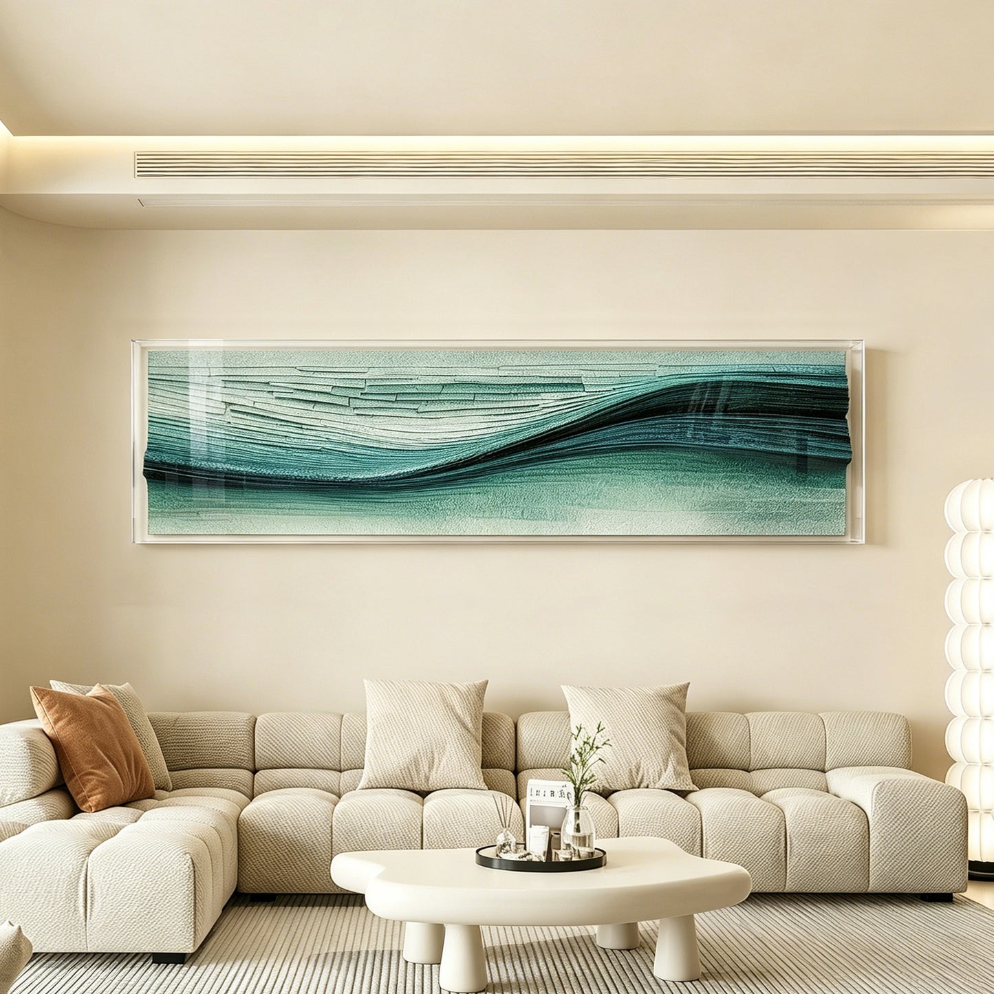 Teal Current Horizontal Textured Art