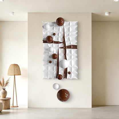 Orange Orbit Mixed Media Wall Art