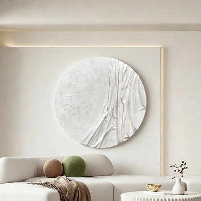 White Draped Round Wall Relief