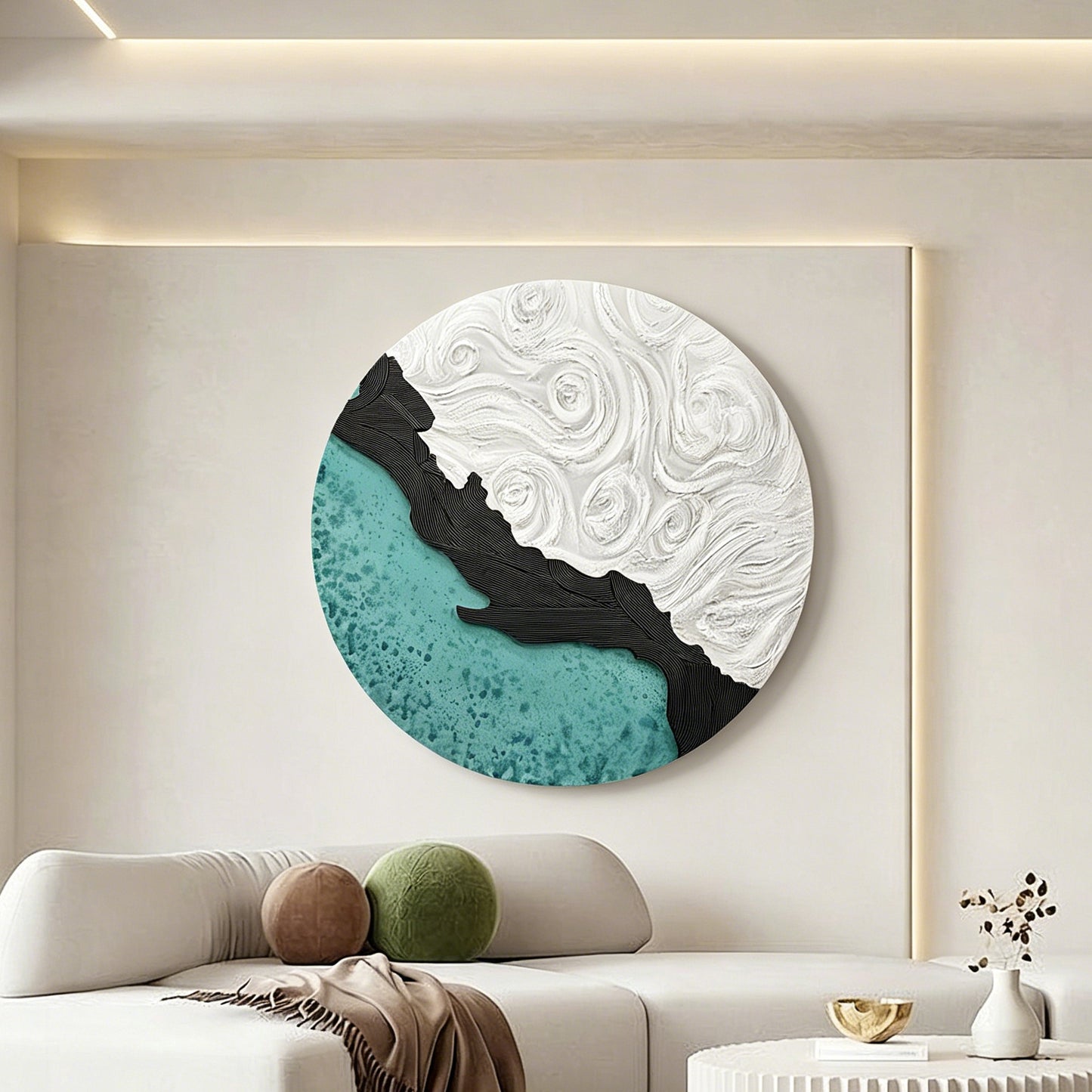 Black Gold Shore Round Wall Art