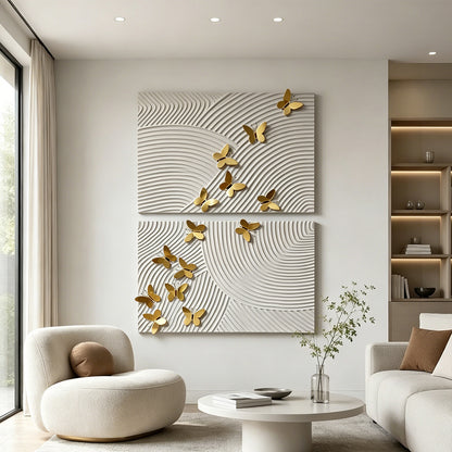 Golden Butterfly Line Wall Panels