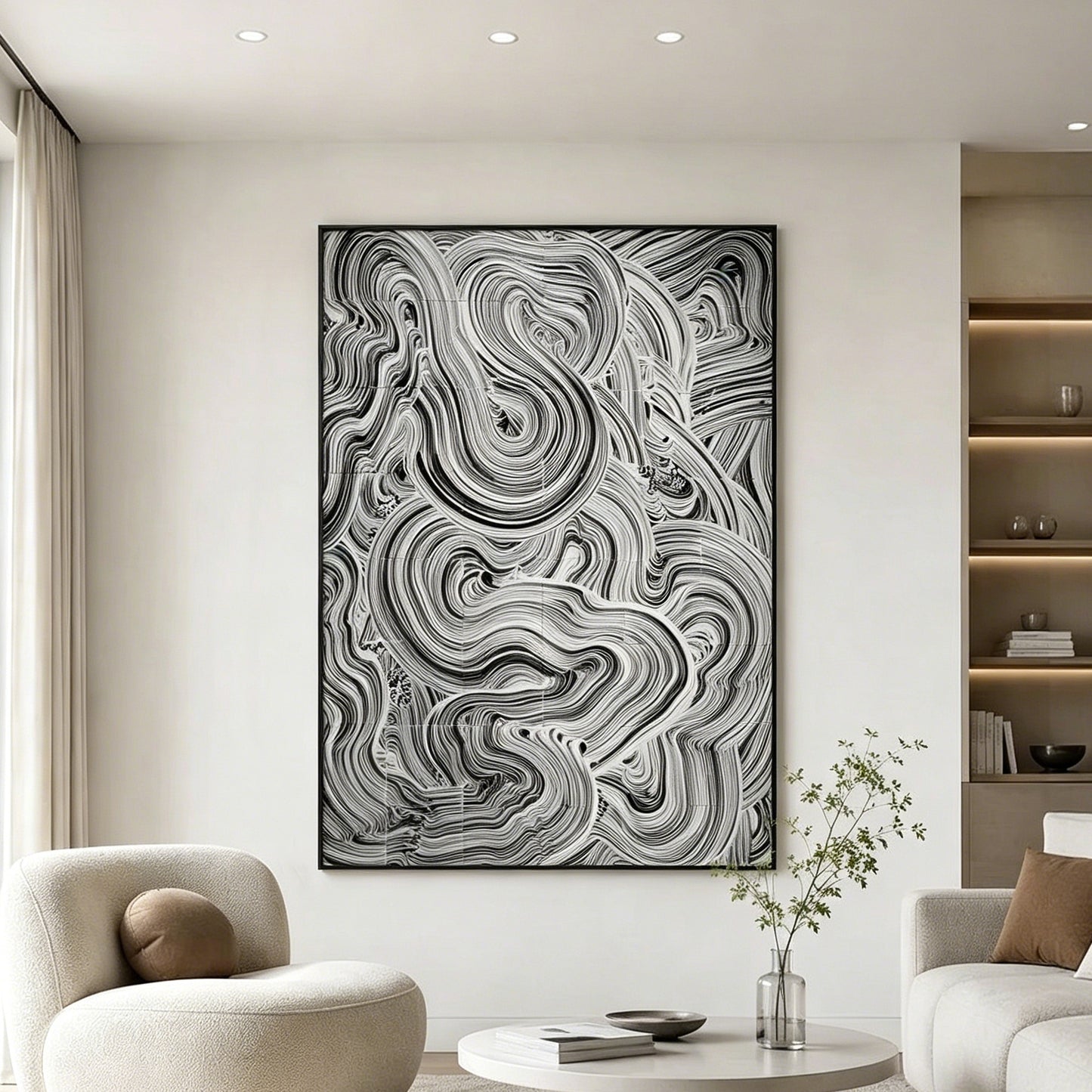 Gray Marble Current Relief Wall Art