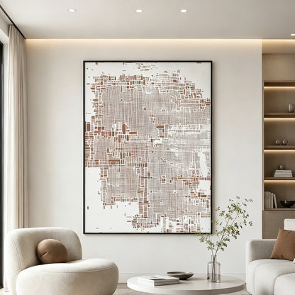 Rose Grid Textured Abstract Wall Art