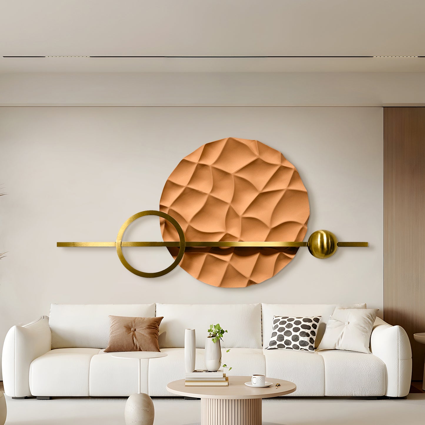 Copper Sun Geometric Wall Sculpture