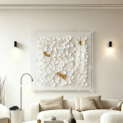 White Petal Paper Shadow Box Art