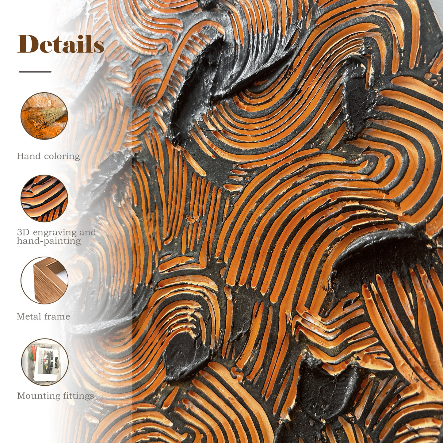 Orange Clouds Large Abstract Wall Art, Bold Heavy Textured Artwork with Vibrant Color Layers