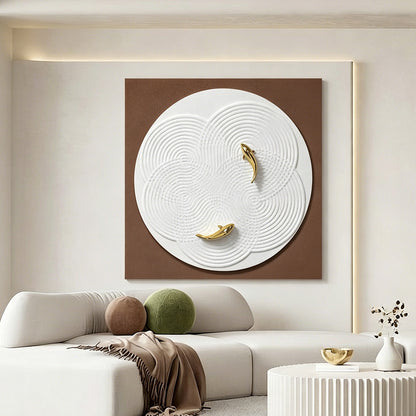 Golden Koi Ripple Round Wall Art