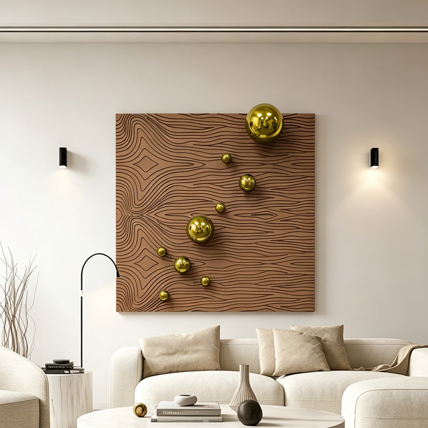 Brown Current Gold Orb Wall Art