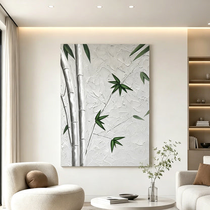 Green Bamboo Diptych Textured Art