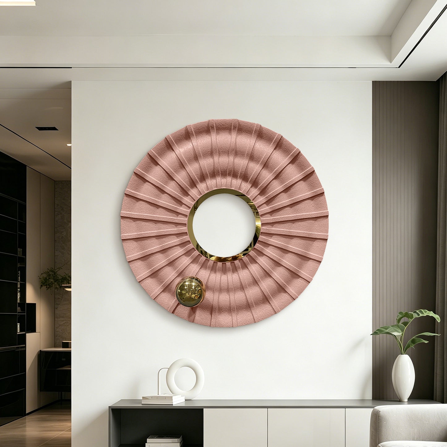 Powder Blue Ring Mirror Wall Art