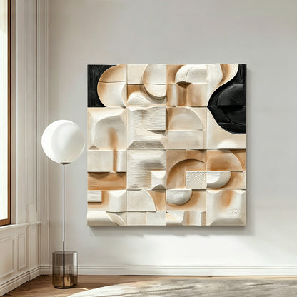 Ivory Cubist Carved Wall Sculpture