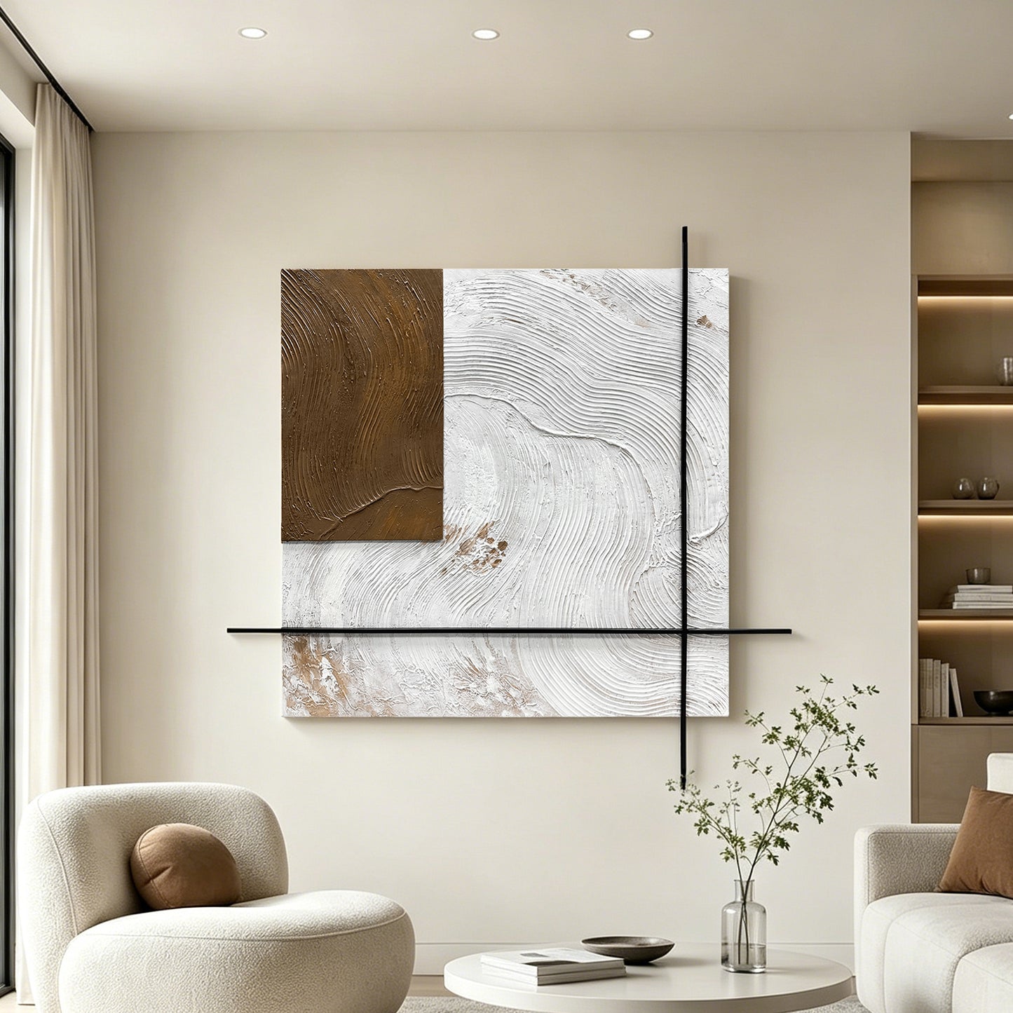 Ivory Grid Mixed Media Wall Art