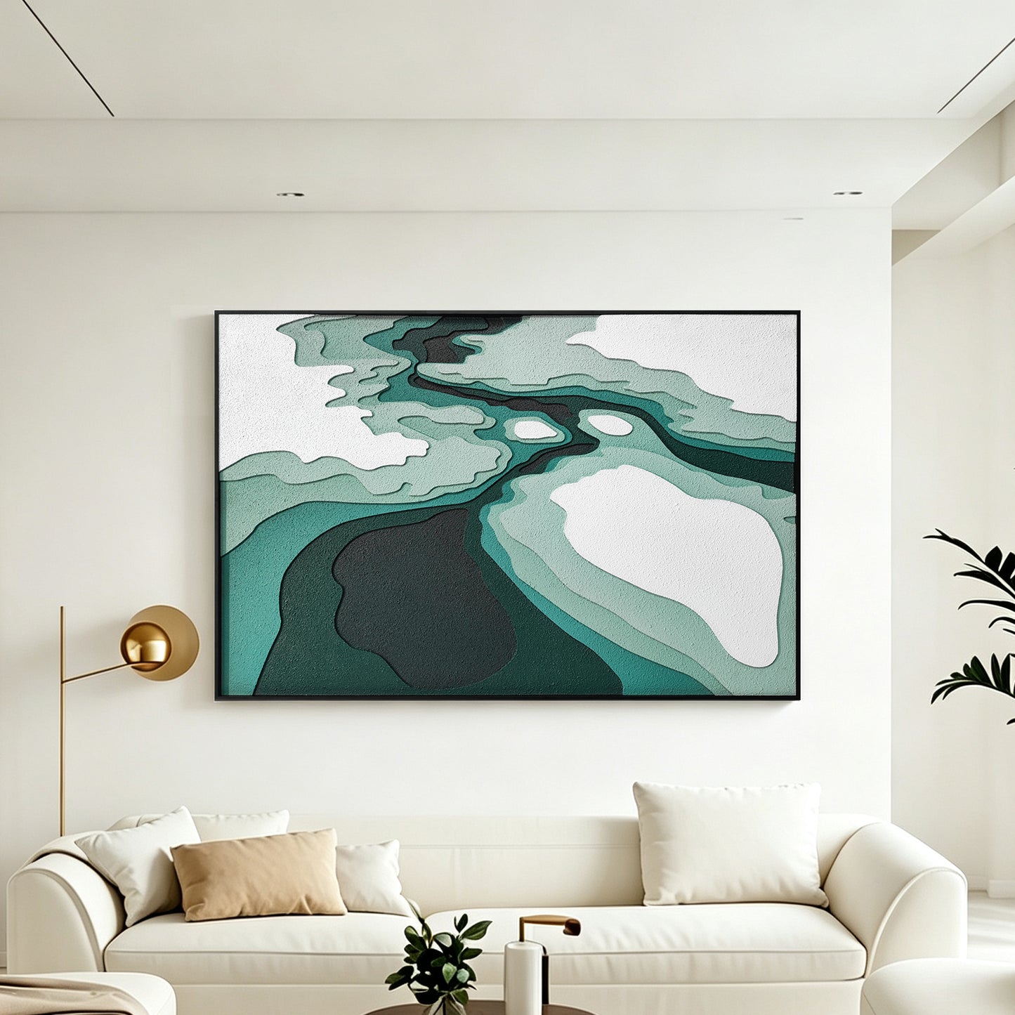 Emerald Mineral Flow Textured Wall Art