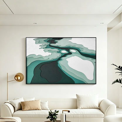 Emerald Mineral Flow Textured Wall Art