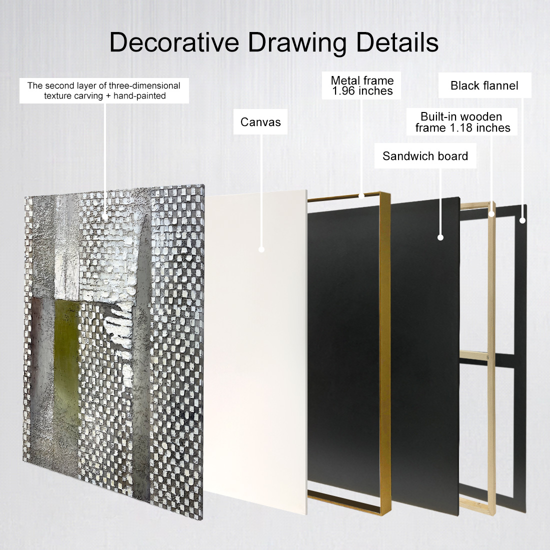 Extra Large Green Abstract Wall Art with Rich Thick Texture, Modern Elegant Artwork