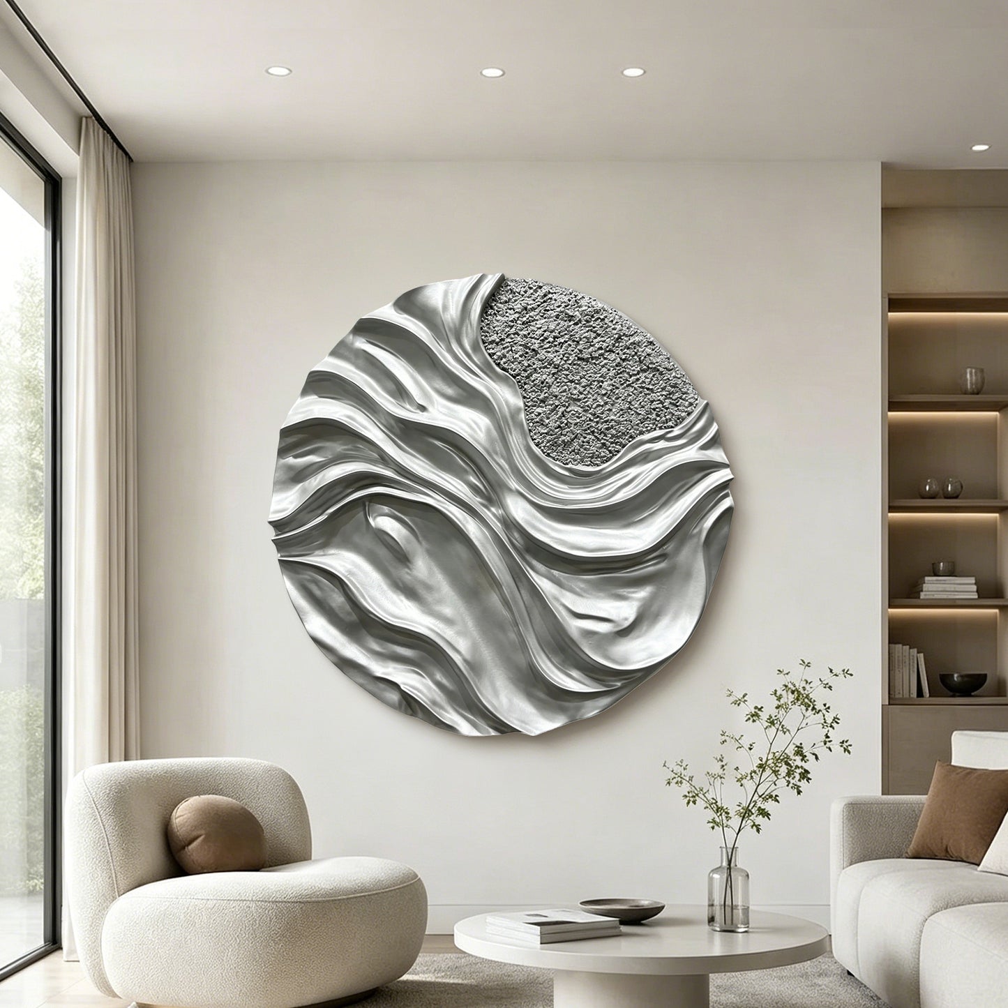 Silver Molten Circle Wall Relief