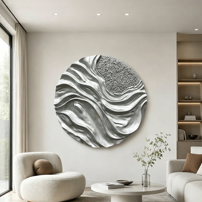 Silver Molten Circle Wall Relief