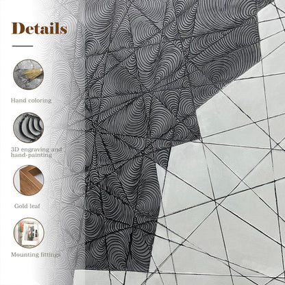 Black and White Textured Wall Art with Architectural Style
