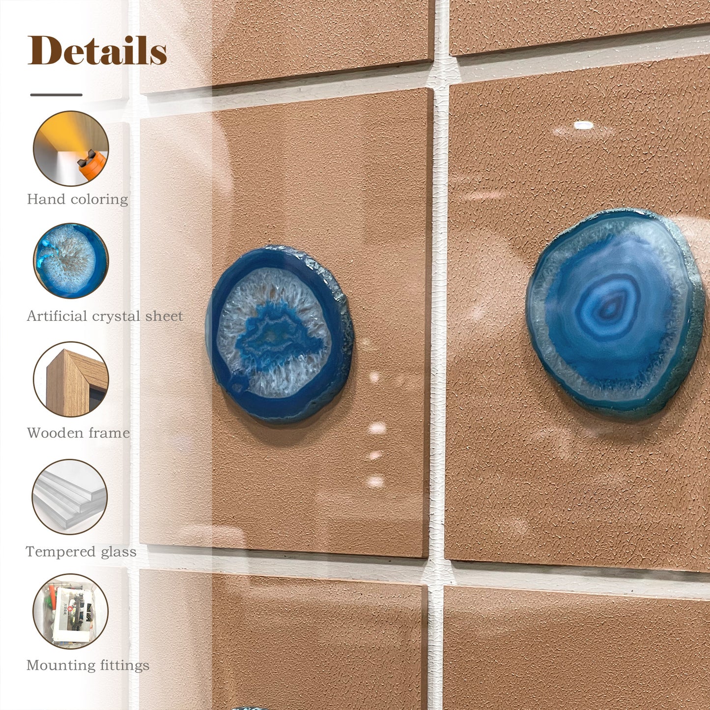 A three-dimensional carving masterpiece adorned with carved crystal panels, a modern wall art hanging piece for interior spaces.
