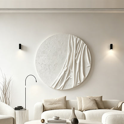White Draped Round Wall Relief