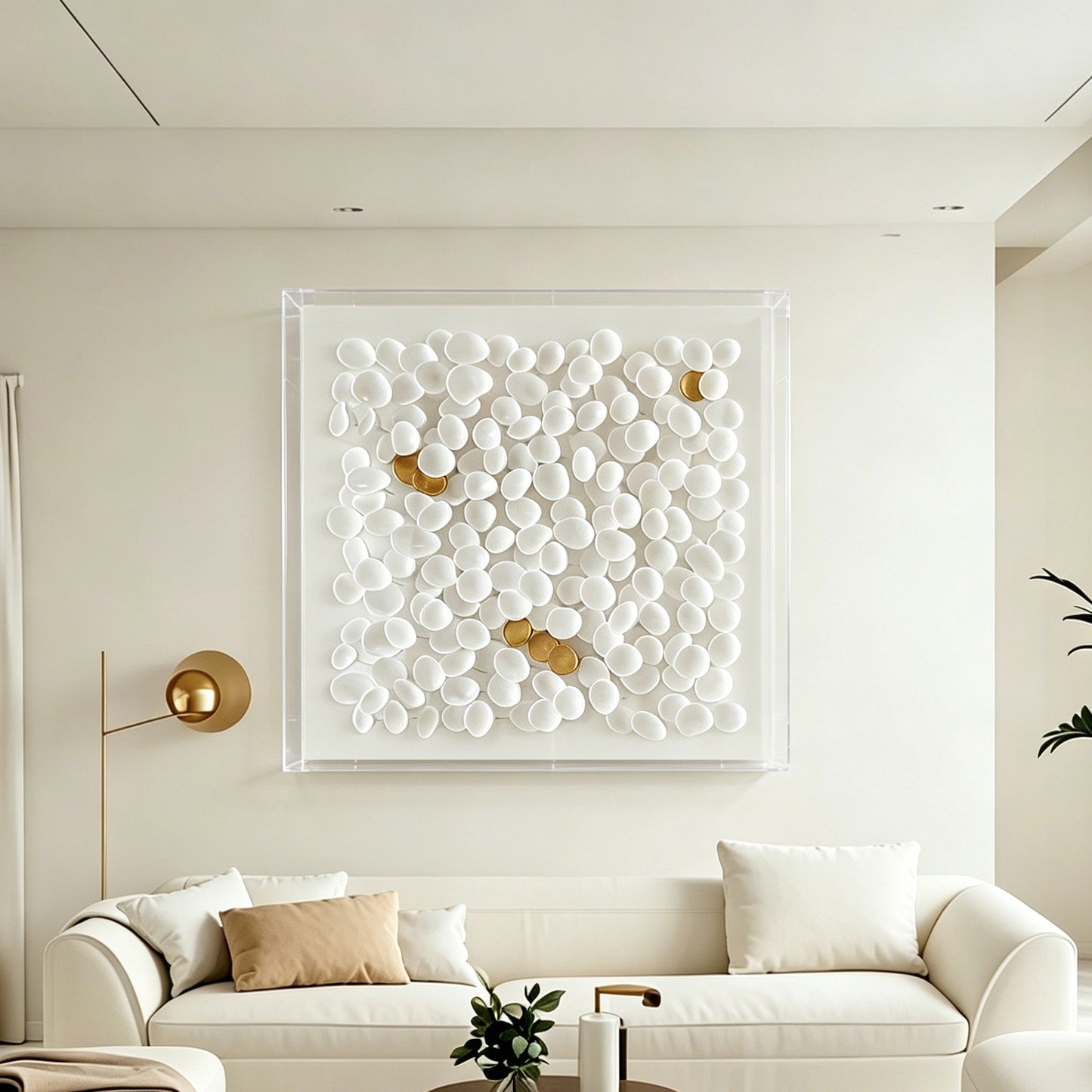White Petal Paper Shadow Box Art