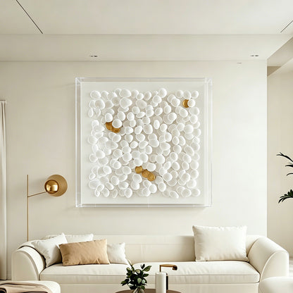 White Petal Paper Shadow Box Art