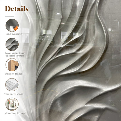 Minimalist Silver Flowing Sculpture, Wood Carving for Luxury Villa Interiors