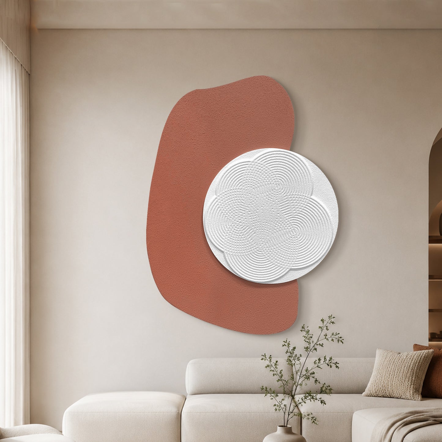Taupe Ripple Circle Wall Relief