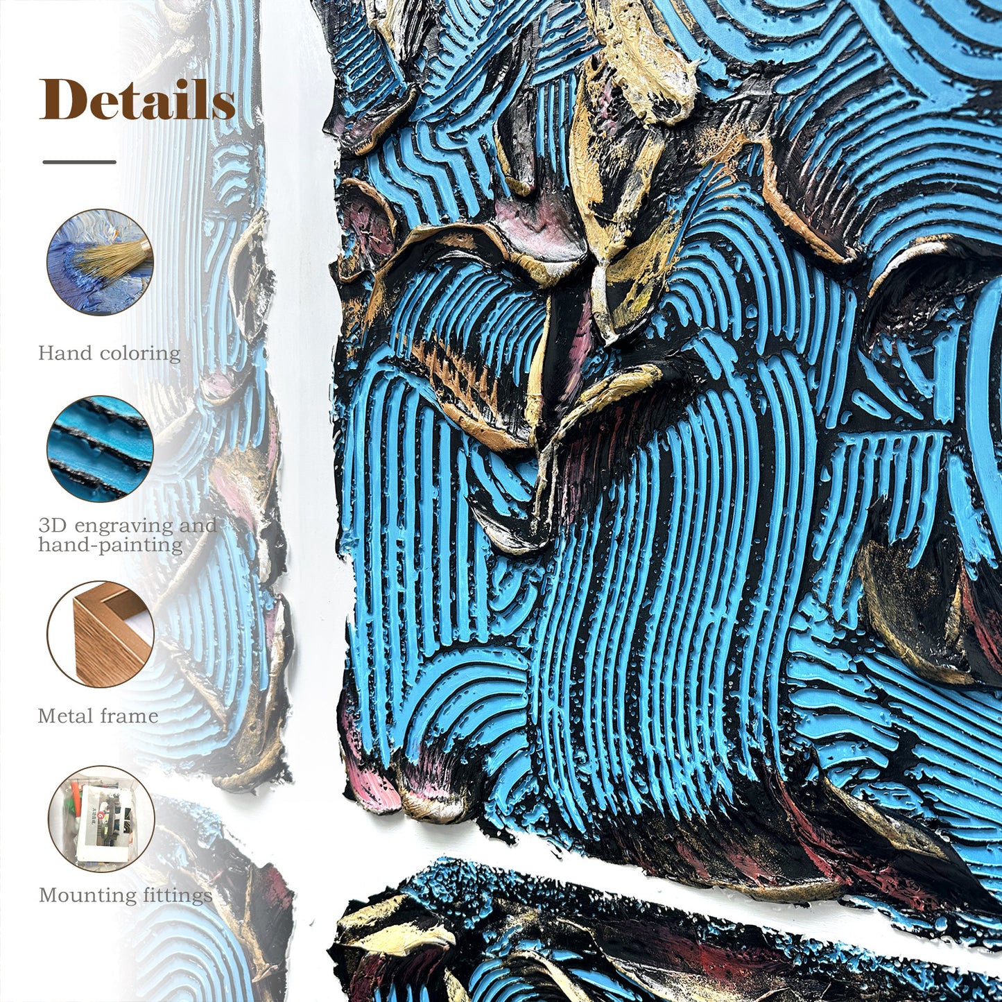 Bold Blue Abstract Wall Art with Heavy Texture
