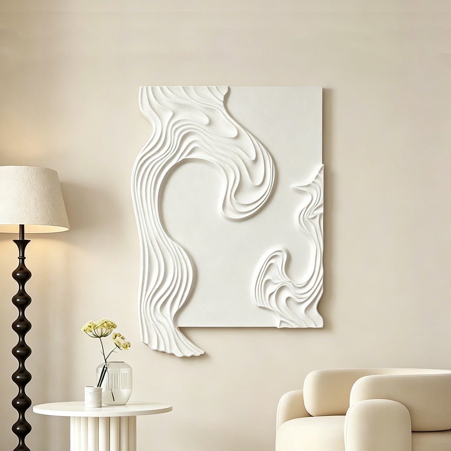 Ivory Contour Organic Wall Relief