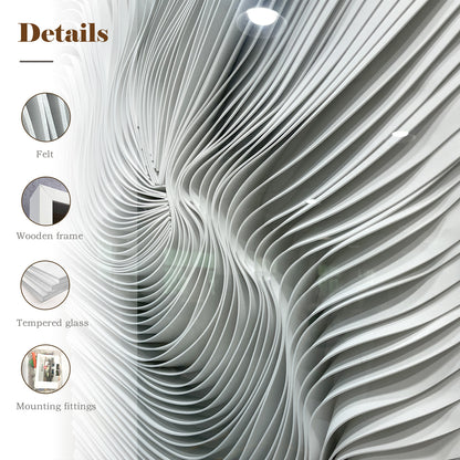 White Felt Wall Art Fluid Ripple Textile Hanging Artwork