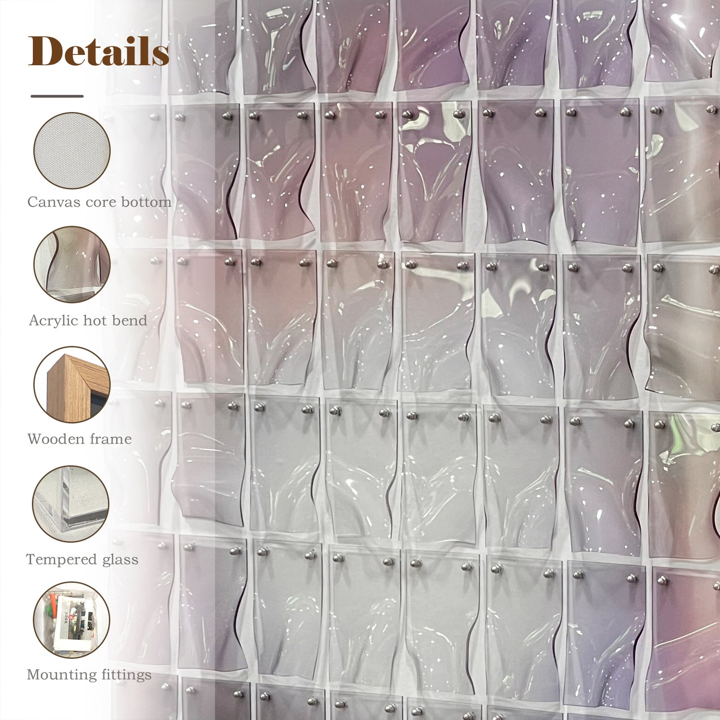 Contemporary Art Gallery Decor, 3D Heat Bent Acrylic Panel Grid Sculpture