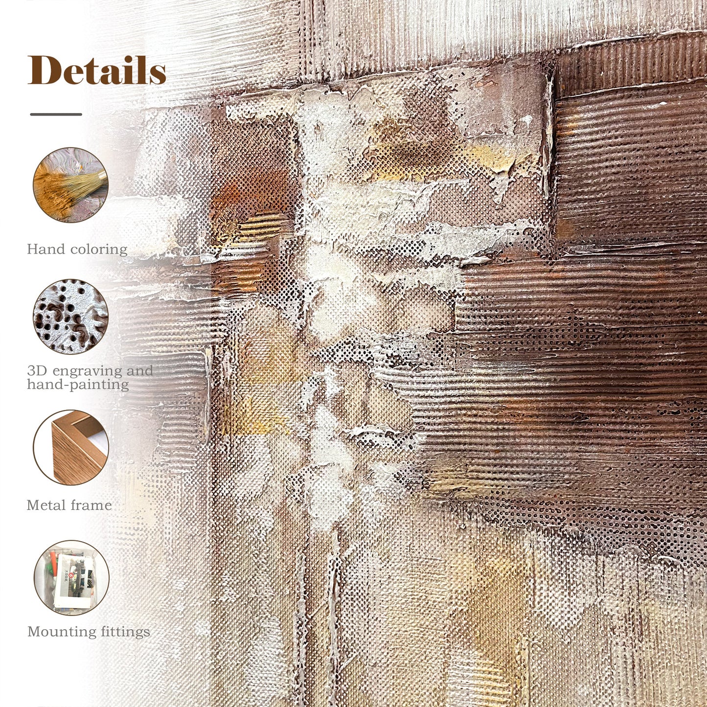 Large Abstract Canvas Art with Earth Tone Texture