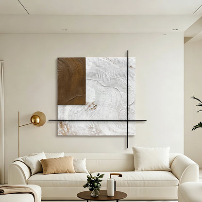 Ivory Grid Mixed Media Wall Art