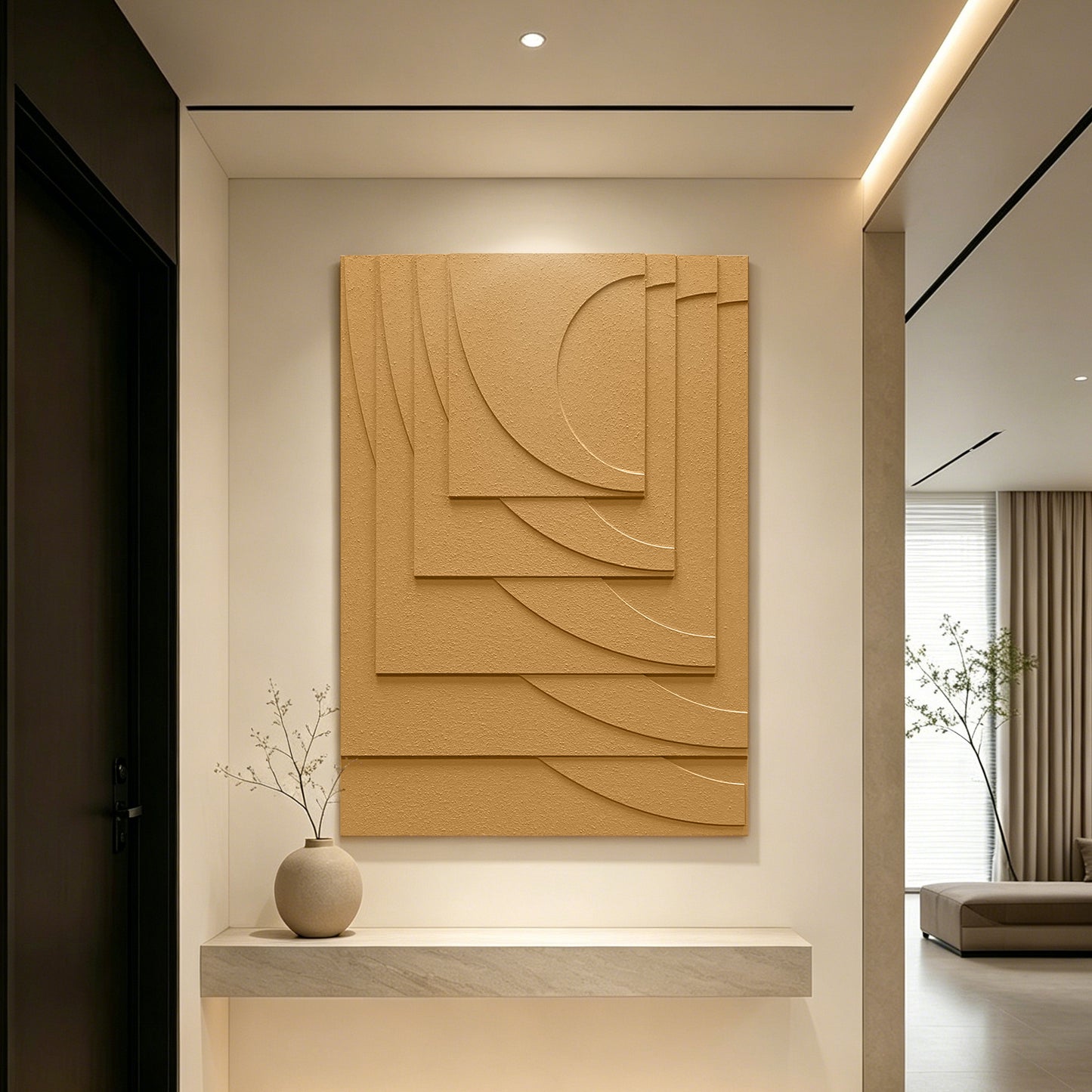 Terracotta Geometry Carved Wall Panel