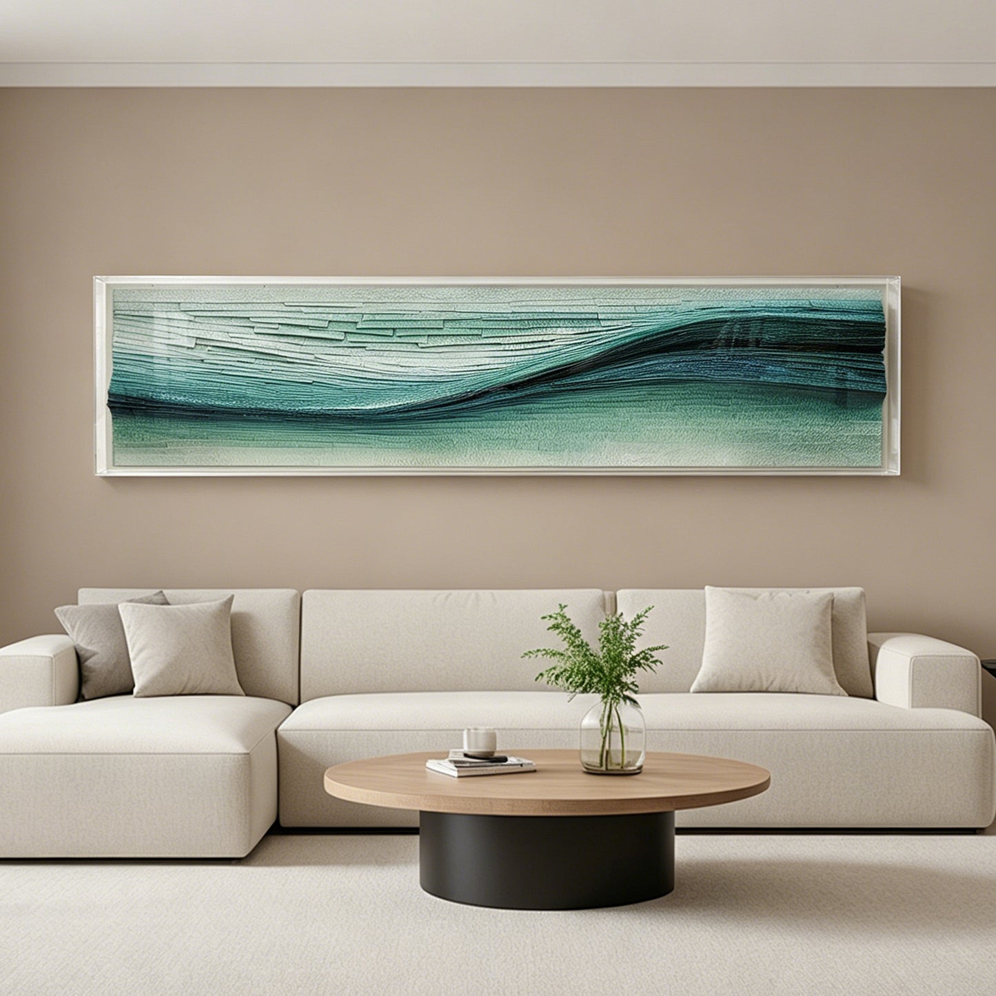 Teal Current Horizontal Textured Art