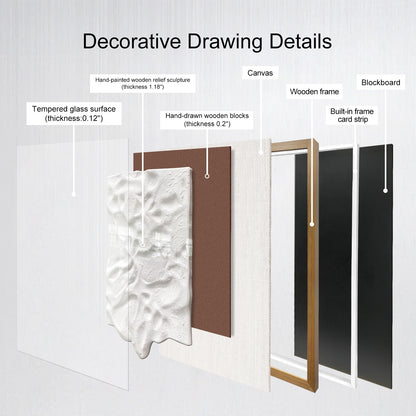 Decorative Relief Wall Panel – Wood Frame with Tempered Glass Surface