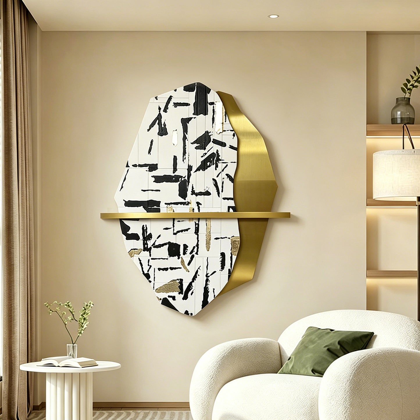 Black White Brushstroke Wall Sculpture
