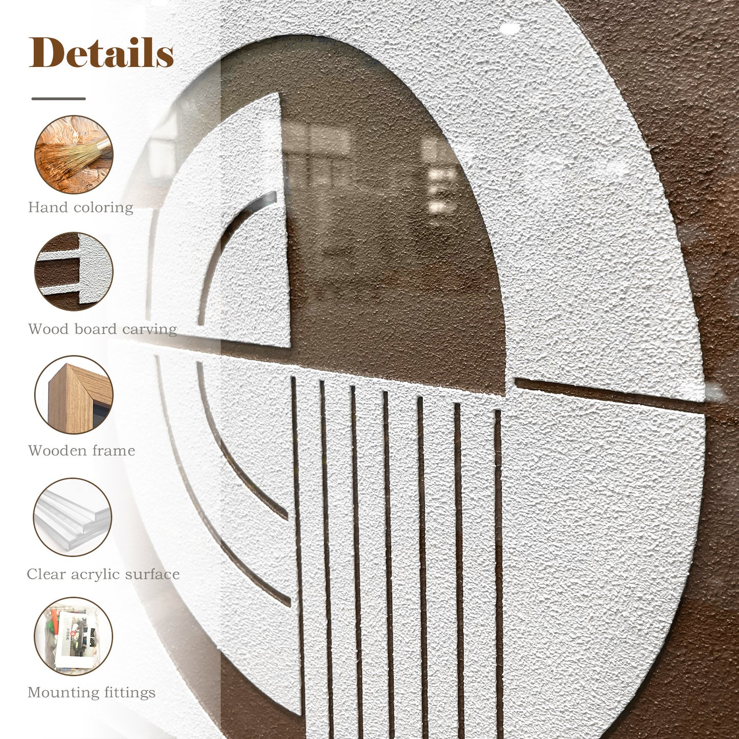 Chunky Textured Wood Carving - Heavy Impasto 3D Relief Decor