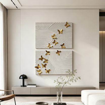 Golden Butterfly Line Wall Panels
